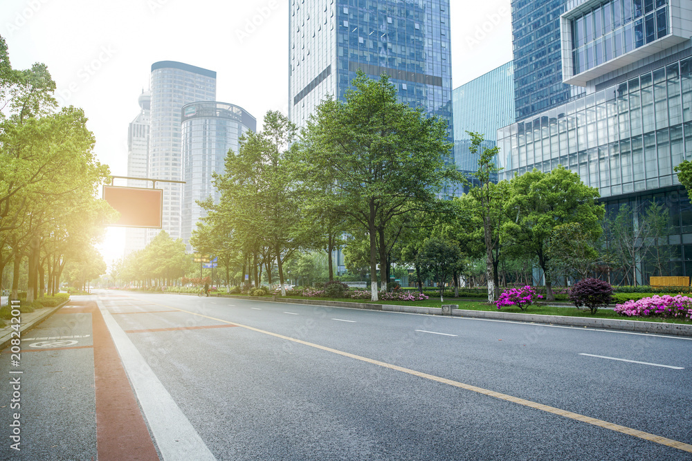 Hangzhou city architecture with prospects for Asphalt Pavement Hangzhou city architecture with prospects for Asphalt Pavement