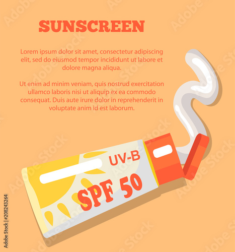 Sunscreen Poster Depicting Sunblock Lotion