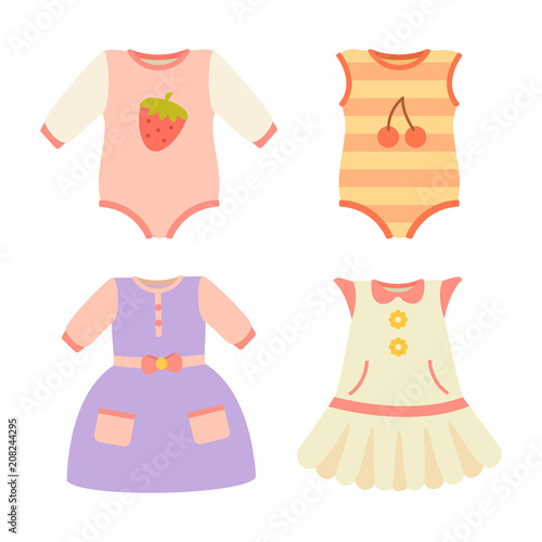 Baby Clothes Collection Dress Vector Illustration