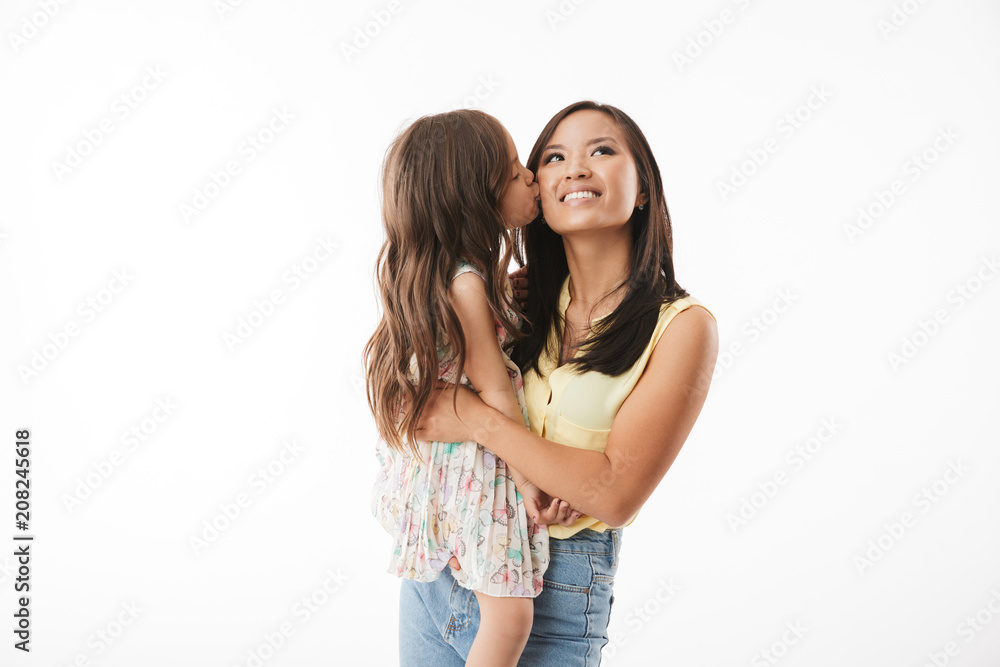 Happy young asian woman mother with her little daughter Happy young asian woman mother with her little daughter