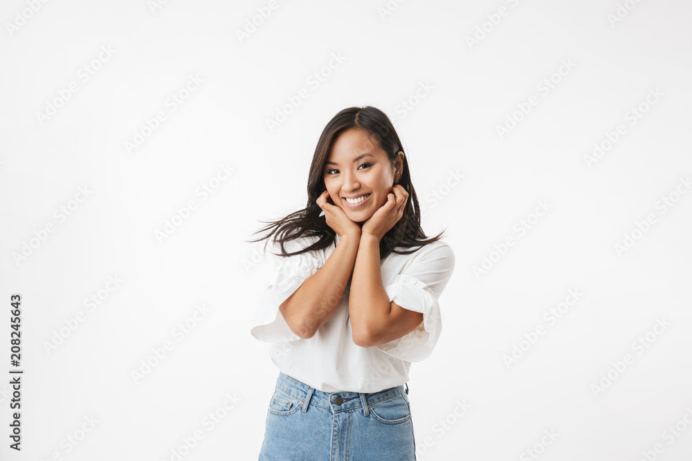 Cute pretty young asian woman isolated