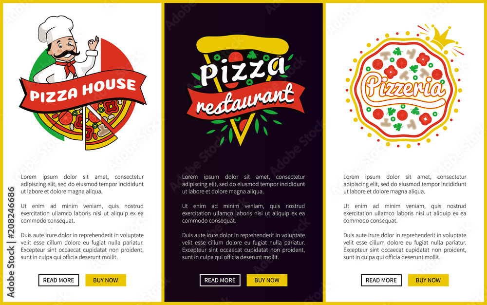 Pizza House and Restaurant Vector Illustration