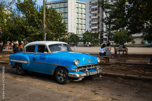 HABANA, CUBA-JANUARY 13: Old car on January 13, 2018 in Habana, Cuba. Old car on the city street © sergemi