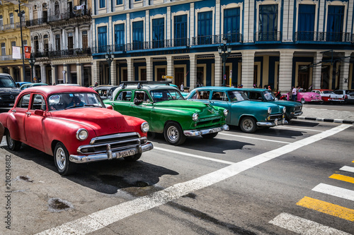 Photography HABANA, CUBA-JANUARY 13: Old car on January 13, 2018 in Habana, Cuba