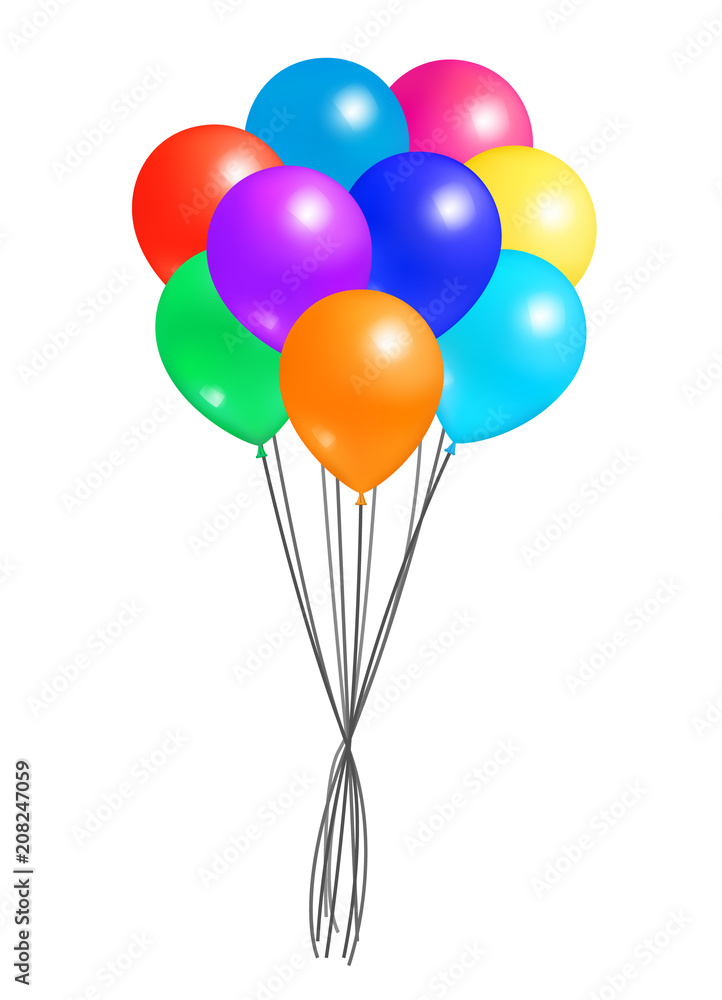 Creative Air Balloon in Bundle Realistic Design Creative Air Balloon in Bundle Realistic Design