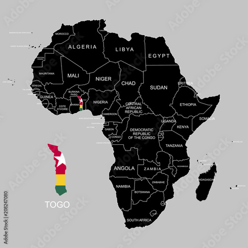 Territory of Togo on Africa continent. Vector illustration