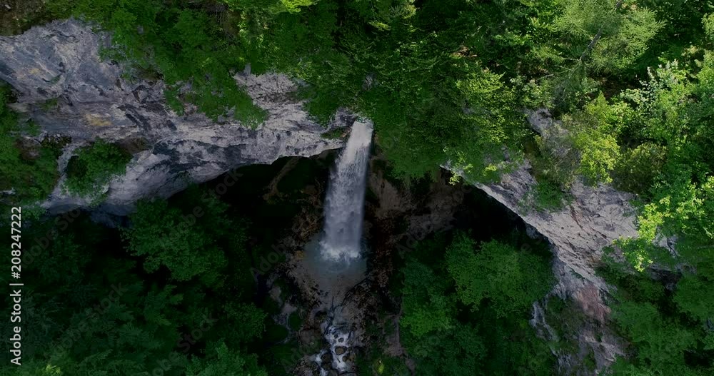 drone flight over giant big waterfall called Wildensteiner waterfall in austria drone flight over giant big waterfall called Wildensteiner waterfall in austria