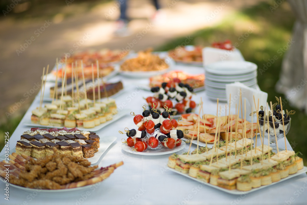 Buffet table at outdoor wedding Stock Photo | Adobe Stock