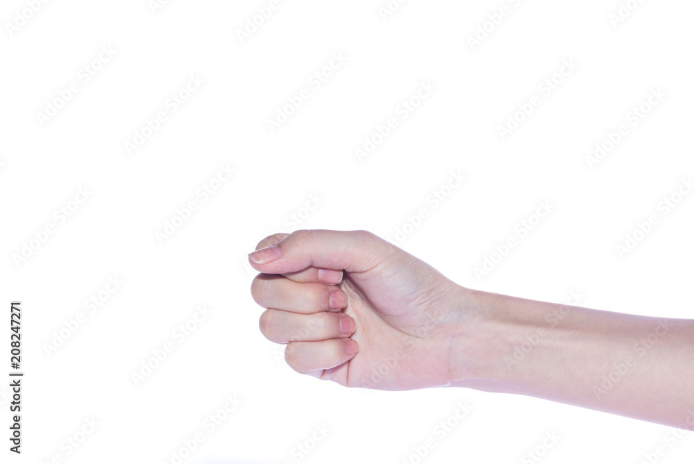 Open woman hand on white background Open woman hand on white background