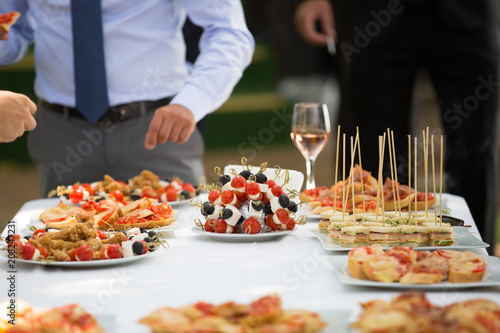 Buffet table at outdoor wedding