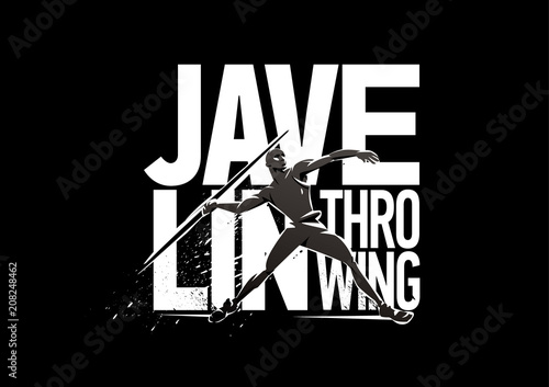 Javelin-throwing. Figure on text. Print emblem