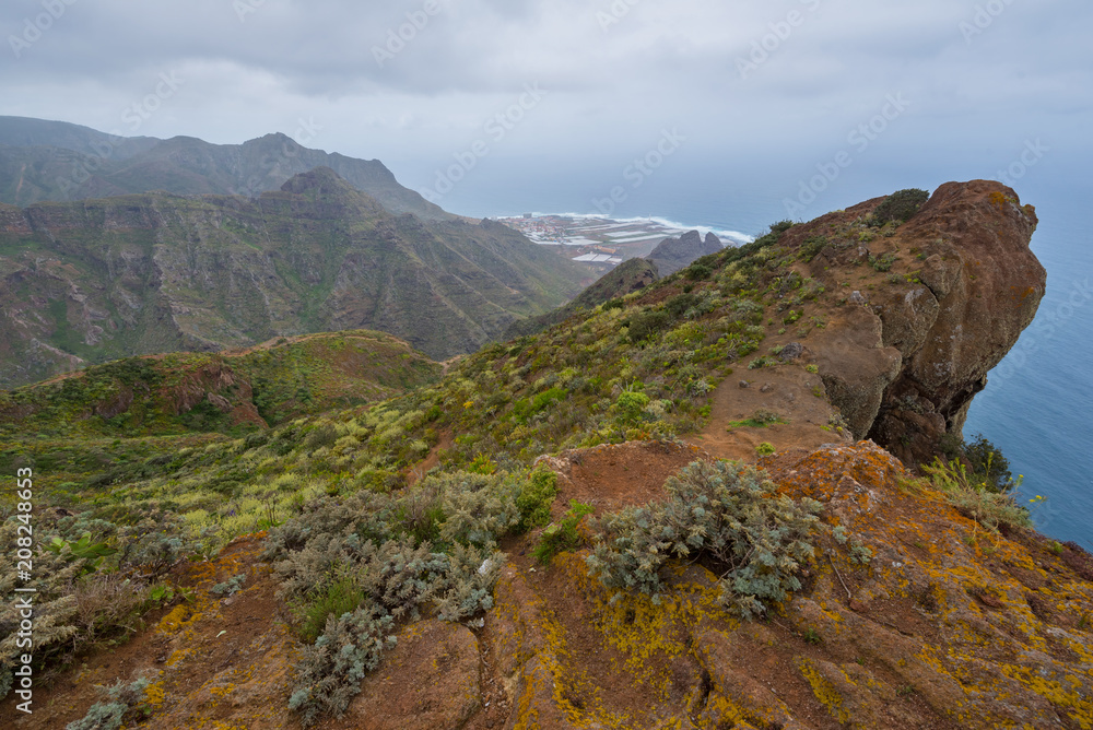 Cliff in Anaga mountains, Tenerife, Canary islands, Spain.