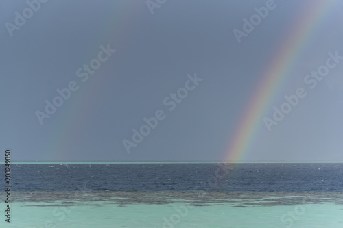Double rainbow with pearl sea at Maldives