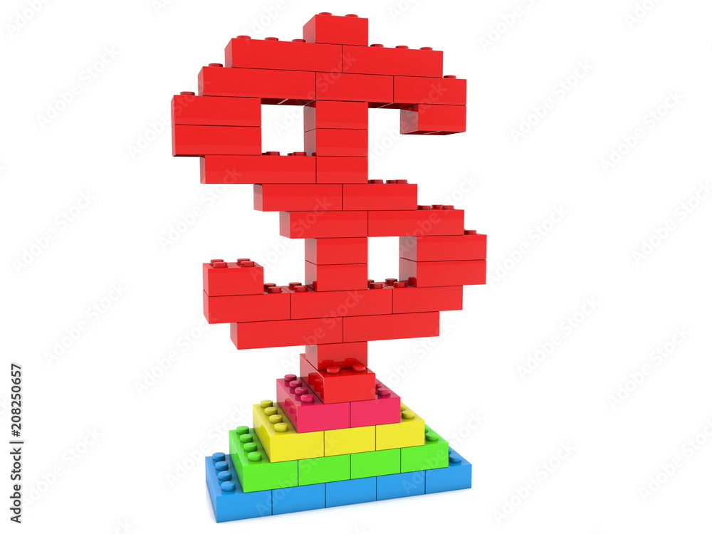 Dollar sign on colorful pyramid