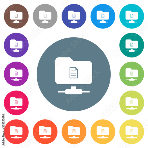 FTP properties flat white icons on round color backgrounds