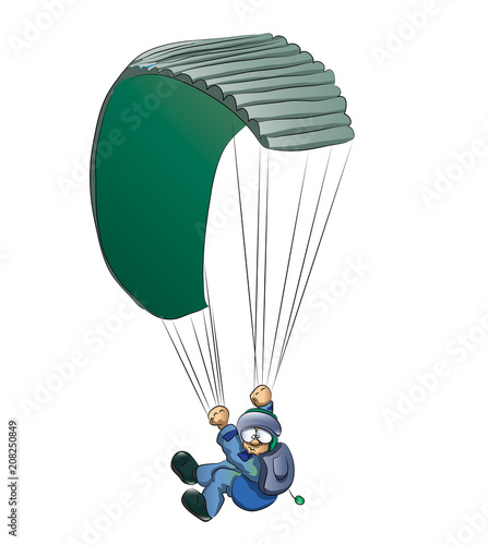 skydiver and parachute