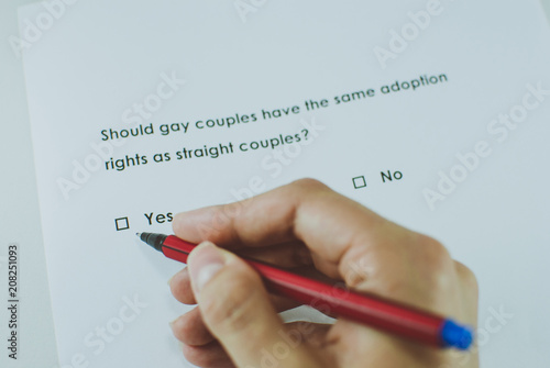 Poll question: Should gay couples have the same adoption rights as straight couples? Answer: Yes