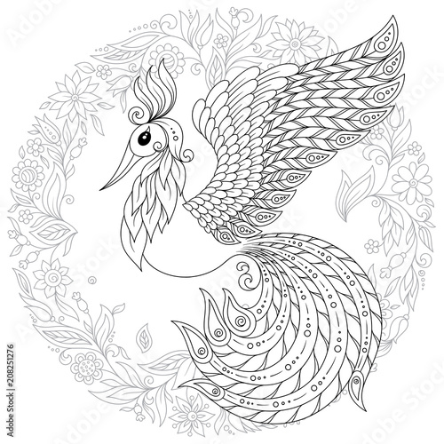  Firebird for anti stress Coloring Page with high details.