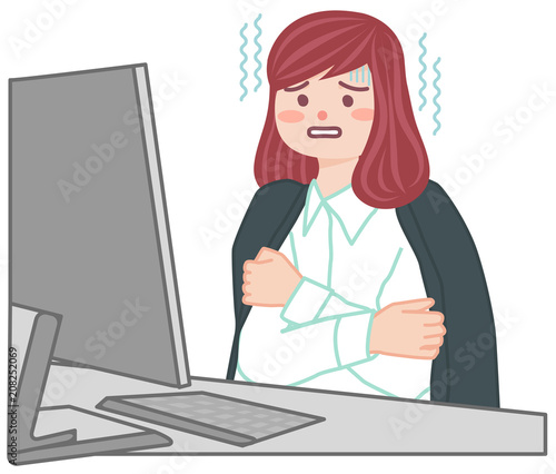 エアコンを寒がる女性