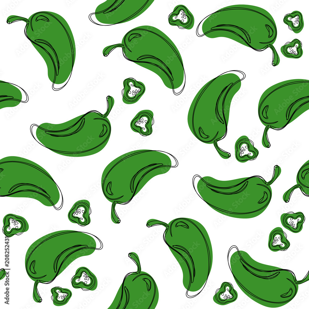 Chili pepper vector seamless pattern. Chili pepper vector seamless pattern.