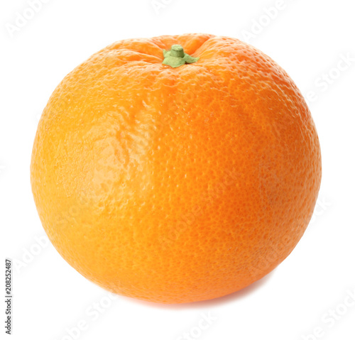 Tasty ripe orange on white background