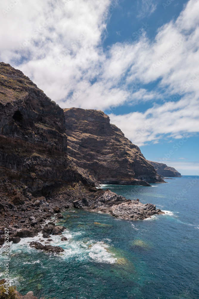 Volcanic Coastline and cliffs in Tijarafe, La Palma, Canary islands, Spain. Volcanic Coastline and cliffs in Tijarafe, La Palma, Canary islands, Spain.
