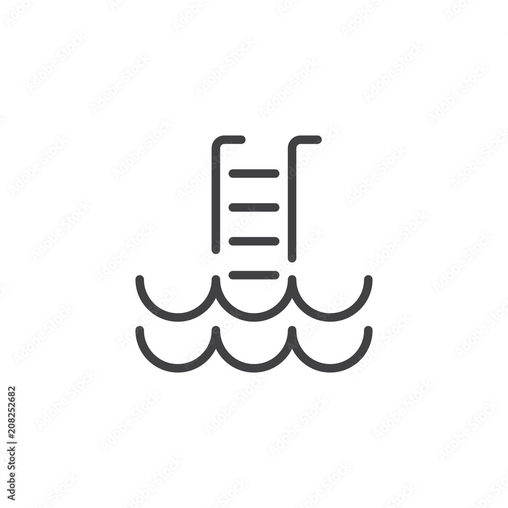 Swimming pool ladder outline icon. linear style sign for mobile concept ...