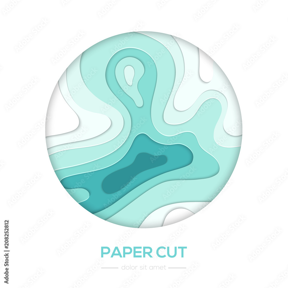 Naklejka premium Blue abstract layout - vector paper cut banner