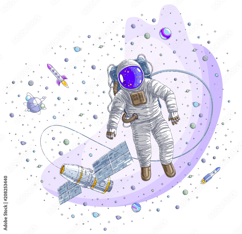 Astronaut spaceman is floating Royalty Free Vector Image