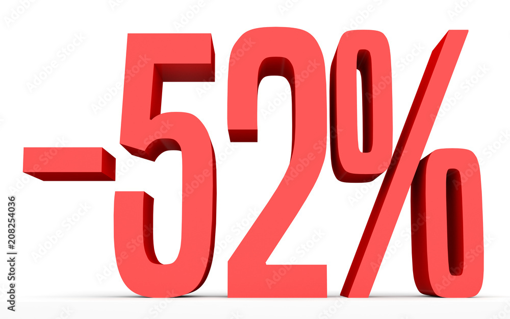 Minus fifty two percent. Discount 52 %. Minus fifty two percent. Discount 52 %.