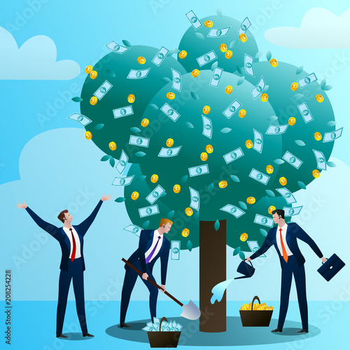 Businessmans look after monetary tree