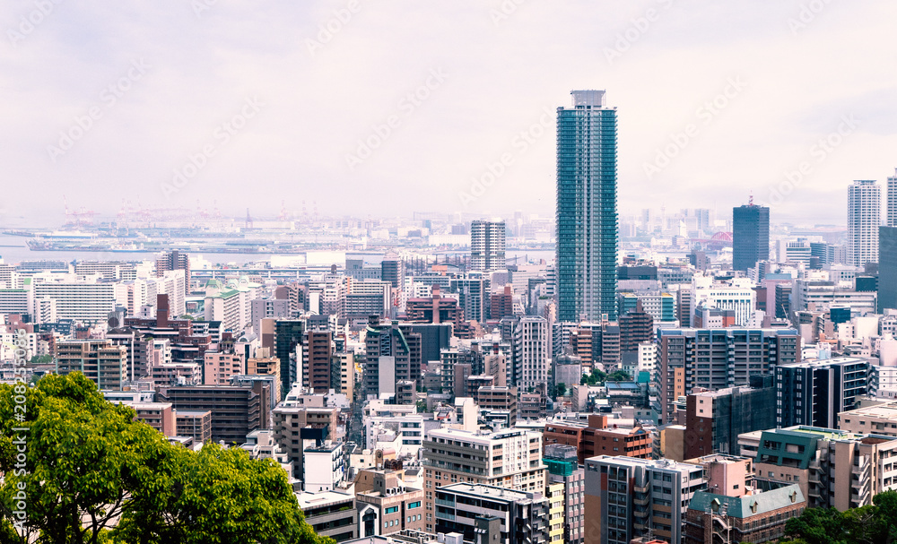 Kobe cityscape , Japan : View from Mt.Rokko