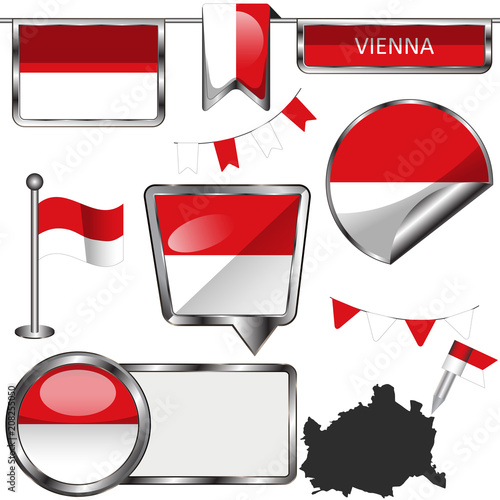 Free Download Glossy icons with flag of Vienna, Austria - GFXLoad