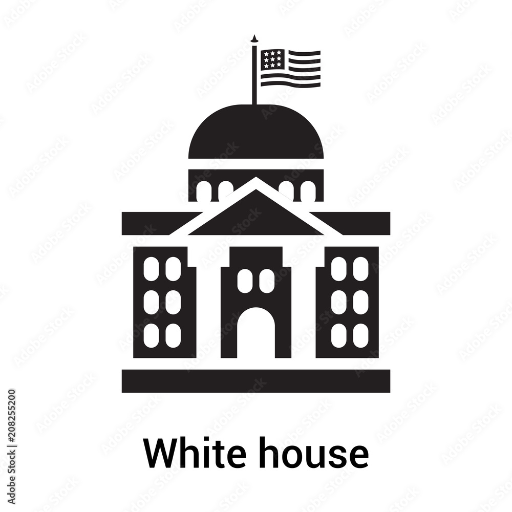White house icon vector sign and symbol isolated on white background, White house logo concept White house icon vector sign and symbol isolated on white background, White house logo concept