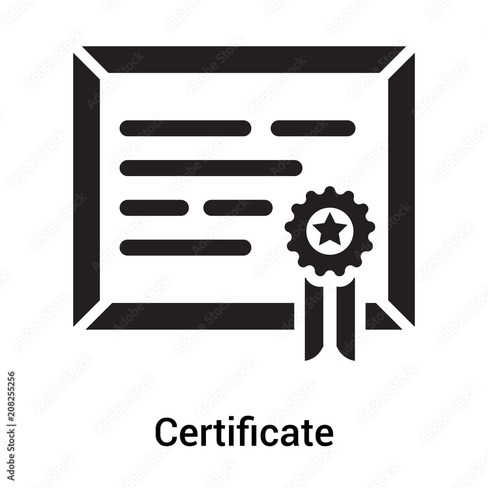 Certificate icon vector sign and symbol isolated on white background, Certificate logo concept Certificate icon vector sign and symbol isolated on white background, Certificate logo concept