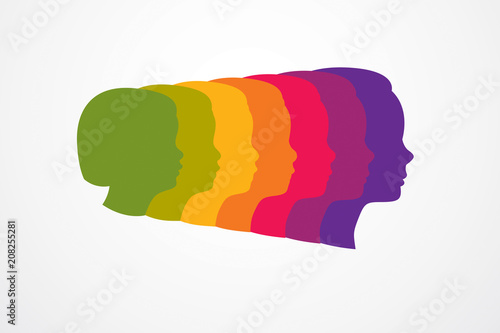 Girl growing to adult age years concept illustration, from child to teen and woman, period and cycle of life, getting old, maturation and aging. Vector simple classic icon or logo design.