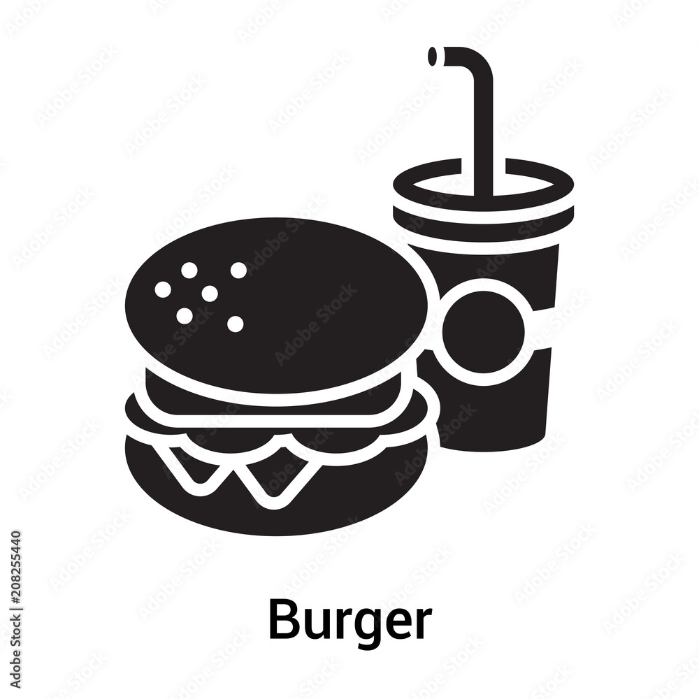 Burger icon vector sign and symbol isolated on white background, Burger logo concept Burger icon vector sign and symbol isolated on white background, Burger logo concept