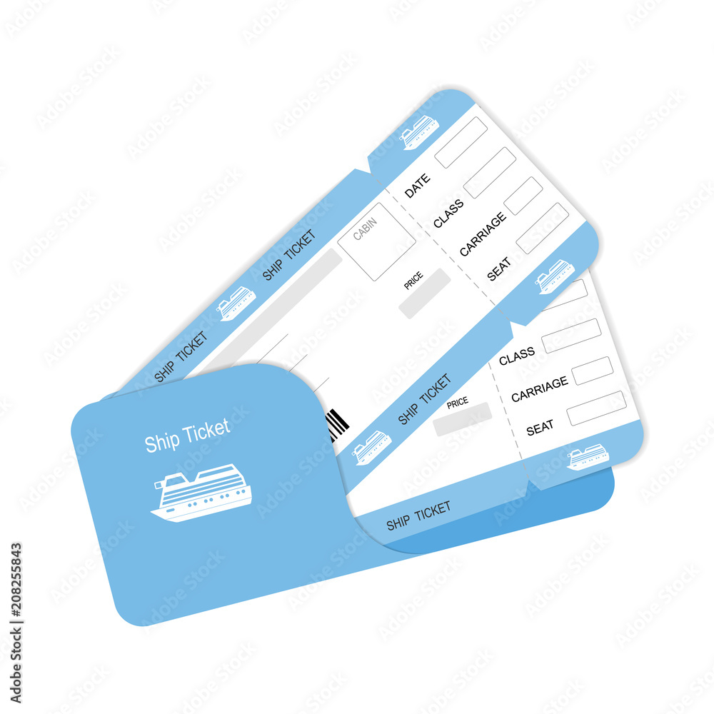 Ship boarding pass or two tickets template. - obrazy, fototapety, plakaty 