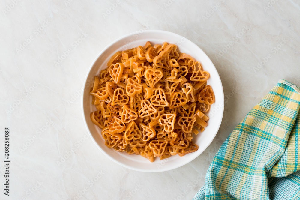 Heart Shaped Orange Pasta for Children Heart Shaped Orange Pasta for Children