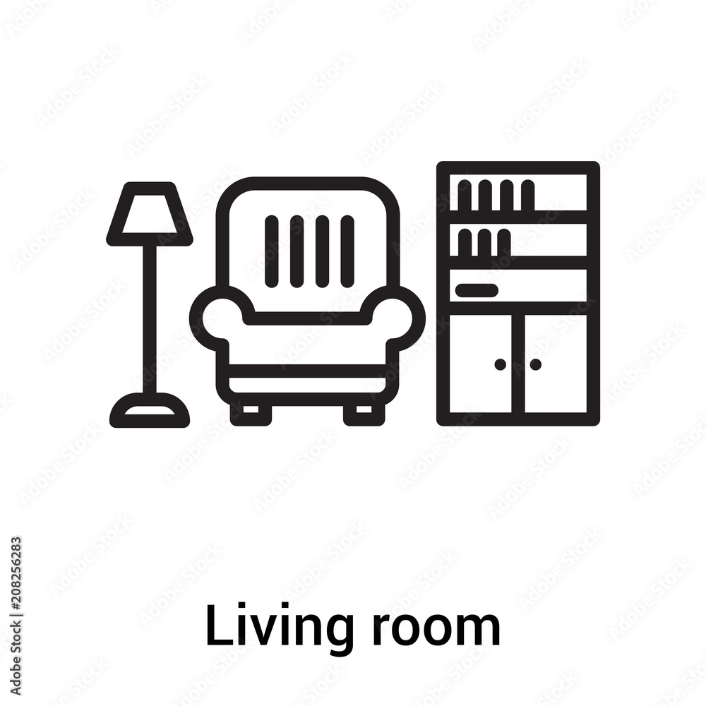 Living room icon vector sign and symbol isolated on white background, Living room logo concept