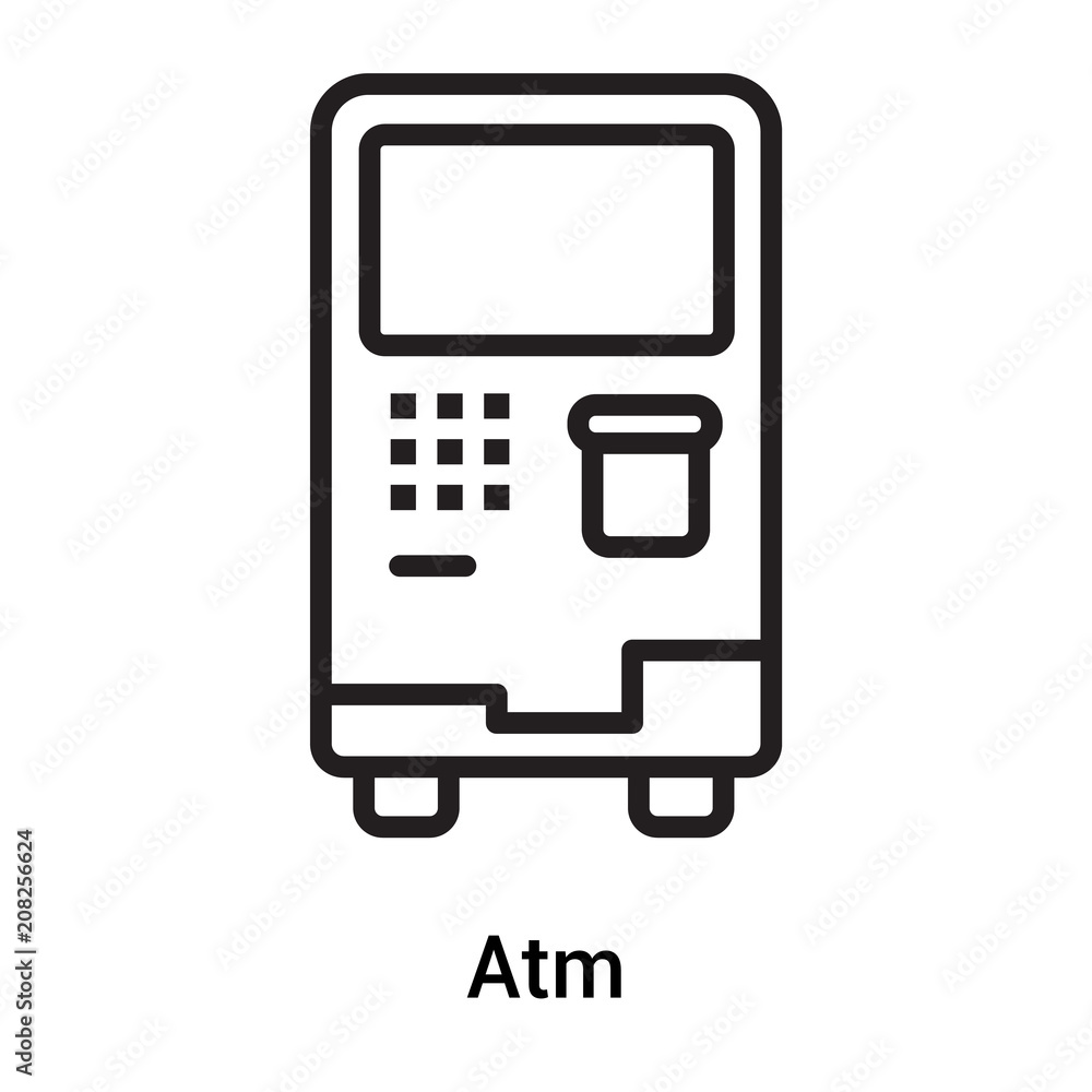 Atm icon vector sign and symbol isolated on white background, Atm logo concept Atm icon vector sign and symbol isolated on white background, Atm logo concept
