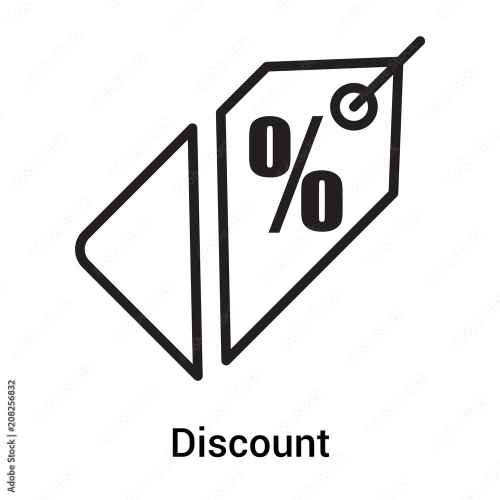Discount icon vector sign and symbol isolated on white background, Discount logo concept Discount icon vector sign and symbol isolated on white background, Discount logo concept