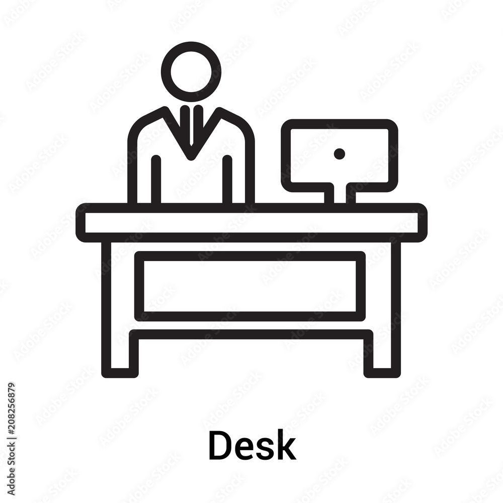 Desk icon vector sign and symbol isolated on white background, Desk logo concept