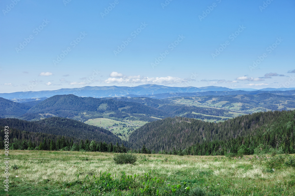 Landscape of mountains in the Carpathians