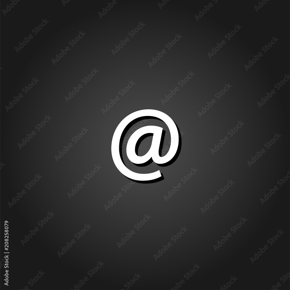 E-mail icon flat. Simple White pictogram on black background with shadow. Vector illustration symbol E-mail icon flat. Simple White pictogram on black background with shadow. Vector illustration symbol