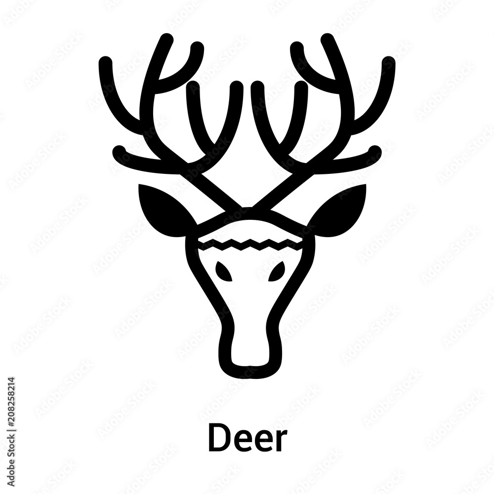 Deer icon vector sign and symbol isolated on white background, Deer ...