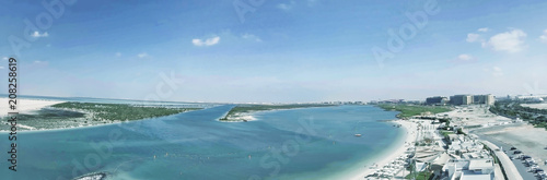 Panoramic aerial view of Yas Island Beach, Abu Dhabi