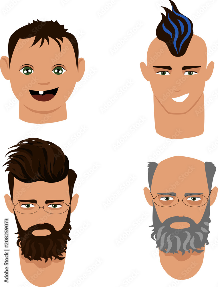 boy, teenager, man, grandfather. vector illustration of a phase of growing up boy, teenager, man, grandfather. vector illustration of a phase of growing up