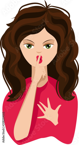 a girl shows a sign quietly