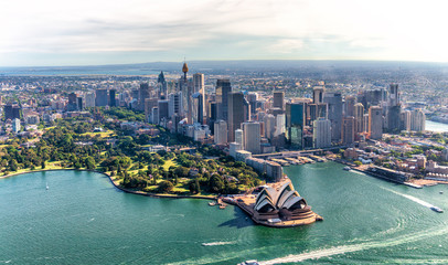 Acrylglasbilder Sydney Sydney Hafen mit Skyline aus Luft  © jovannig